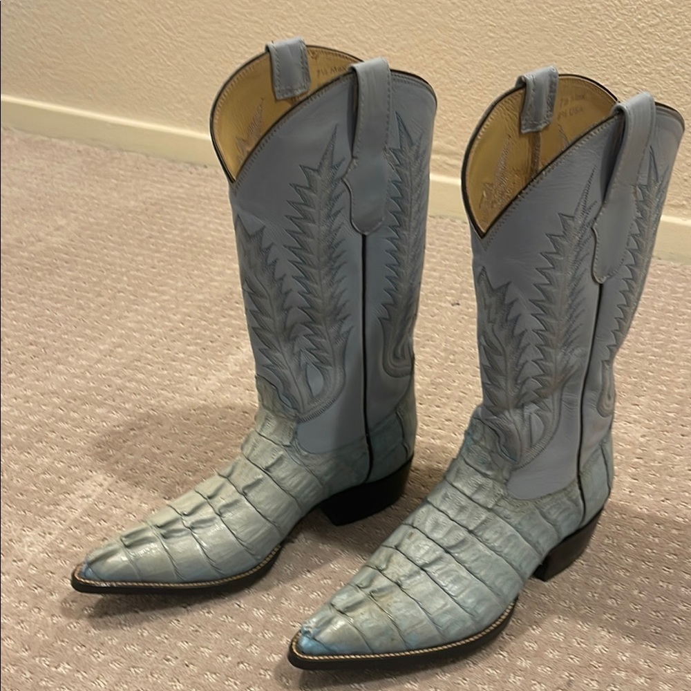 Men's Blue turquoise Cowboy Boots x sharp toes